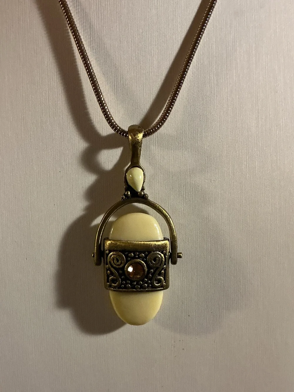 B.P.O.E. Vintage Antique Elks Lodge Faux Elk Tooth Spinner Antique Brass Pendant